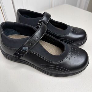 DREW Women's Classic Black Mary Jane Flats Size 6 Comfort Hook & Loop Orthopedic